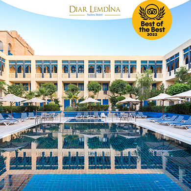 
Dans un cadre unique et enchanteur, riche de petits bonheurs insoupçonnés, Diar Lemdina se présente comme un complexe hôtelier 4 étoiles à hébergements insolites.